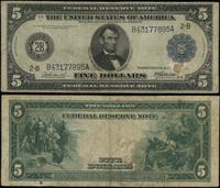 5 dolarów 1914, seria B 43177895 A, niebieska pi