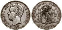 5 peset 1871 SDM, Madryt, srebro próby 900, Cayó
