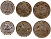 zestaw 3 monet 1936, Kowno, brąz, razem 3 sztuki