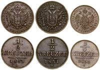 lot 3 monet, Wiedeń, Kremnica, 1/2 krajcara 1851
