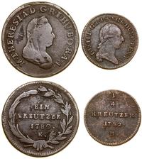 lot 2 monet, Kremnica, 1 krajcar 1780 K i 1/4 kr