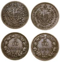 lot 2 monet, 5/10 krajcara 1858 B (Kremnica) i 5