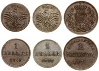 zestaw 3 monet niemieckich, 2 fenigi 1871 Monach