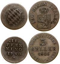 Niemcy, zestaw: 3 halerze 1846 Kassel, 2 fenigi 1790 Monachium - Bawaria