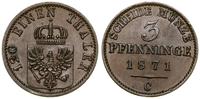 3 fenigi 1871 C, Frankfurt, patyna, bardzo ładne