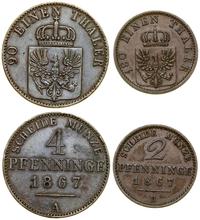 Niemcy, zestaw: 2 fenigi 1867 B i 4 fenigi 1867 A