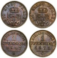 Niemcy, zestaw: 2 x 1 fenig, 1867 B, 1871 C