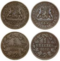 Niemcy, zestaw: 2 x 1 krajcar, 1860 i 1861