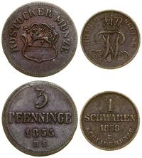 Niemcy, zestaw: 1 schwaren 1858 (Oldeburg) i 3 fenigi 1855 (Rostock - miasto)