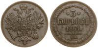 3 kopiejki 1861 BM, Warszawa, rzadkie, Bitkin 46