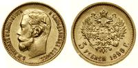 5 rubli 1899 ФЗ, Petersburg, złoto 4.30 g, bardz