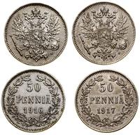 Finlandia, lot 2 x 50 penniä, 1916 S, 1917 S
