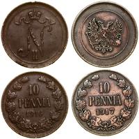 Finlandia, lot 2 x 10 penniä, 1916, 1917