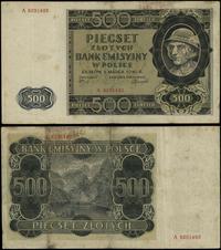 500 złotych 1.03.1940, seria A, numeracja 629149