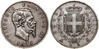 5 lirów 1871 M, Mediolan, srebro próby "900", KM