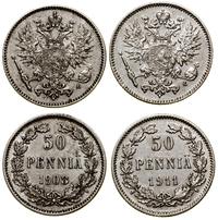 Finlandia, zestaw: 2 x 50 penniä, 1908 i 1911