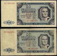 zestaw 6 banknotów 1.07.1948, w zestawie: 20 zło
