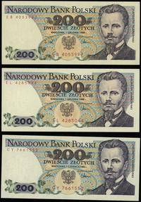 Polska, zestaw: 3 x 200 złotych, 1 x 1.06.1986, 2 x 1.12.1988