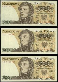 zestaw: 3 x 500 złotych 1.06.1982, seria ES, raz