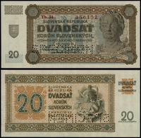 20 koron 11.09.1942, seria Yb 34, numeracja 3561