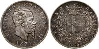 5 lirów 1874 M, Mediolan, srebro próby "900" 24.