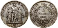 5 franków 1849 A, Paryż, srebro próby "900" 24.8