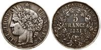 5 franków 1851 A, Paryż, srebro próby "900" 24.8