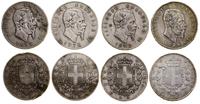 Włochy, zestaw: 4 x 5 lirów, 1870–1877