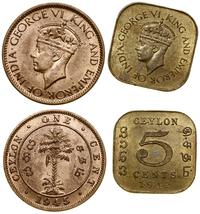 lot 2 monet, Londyn, 1 cent 1945 oraz 5 centów 1