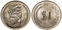 1 dolar 1967, Singapur, miedzionikiel, patyna, K