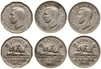 Kanada, lot 9 x 5 centów, 1940, 1941, 1942, 1944, 1945, 1946, 1947