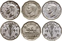Kanada, lot 9 x 5 centów, 1940, 1941, 1942, 1944, 1945, 1946, 1947