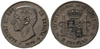 5 peset 1876/DE-M, Madryt, srebro "900" 25.0 g, 