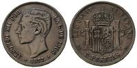 5 peset 1877/DE-M, Madryt, srebro "900" 25.0 g, 