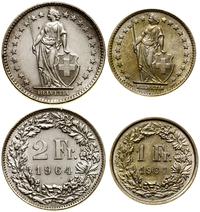 lot 2 monet 1964 B, Berno, 1 frank oraz 2 franki