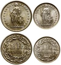 lot 2 monet 1965 B, Berno, 1 frank oraz 2 franki