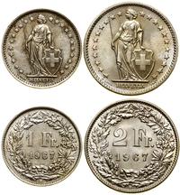 lot 2 monet 1967 B, Berno, 1 frank oraz 2 franki