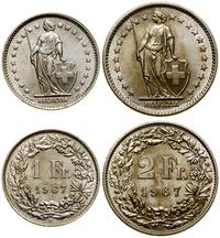 lot 2 monet 1967 B, Berno, 1 frank oraz 2 franki