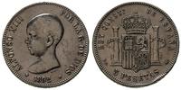 5 peset 1892/PG-M, Madryt, srebro "900" 25.0 g, 