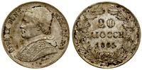 20 baiocchi 1865, Rzym, srebro próby "835". miej