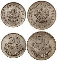 zestaw: 20 groszy i 50 groszy 1949, Kremnica, 20