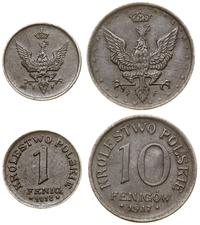 Polska, zestaw: 10 fenigów 1917 i 1 fenig 1918