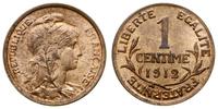 1 centym 1912, Paryż, pięknie zachowany, Gadoury