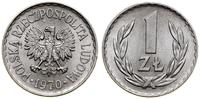1 złoty 1970, Warszawa, aluminium, rysa na rewer