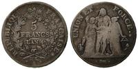 5 franków An 5A (1796/97), Paryż, rzadkie, Gadou