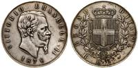 5 lirów 1876 R, Rzym, srebro próby 900, patyna, 