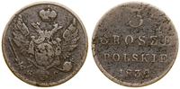 3 grosze polskie 1832 KG, Warszawa, korozja, rza