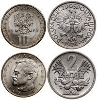 Polska, zestaw: 2 złote 1974 i 10 złotych 1975
