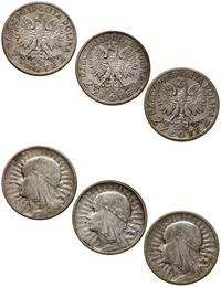 zestaw 3 x 2 złote 1932, 2 x 1933, Warszawa, raz