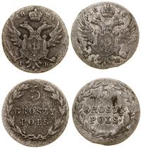 zestaw: 2 x 5 groszy 1818 i 1823, Warszawa, raze